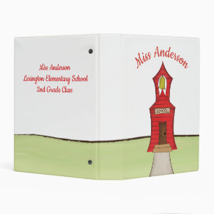 Cute Teacher Red Schoolhouse Personalized Mini Binder