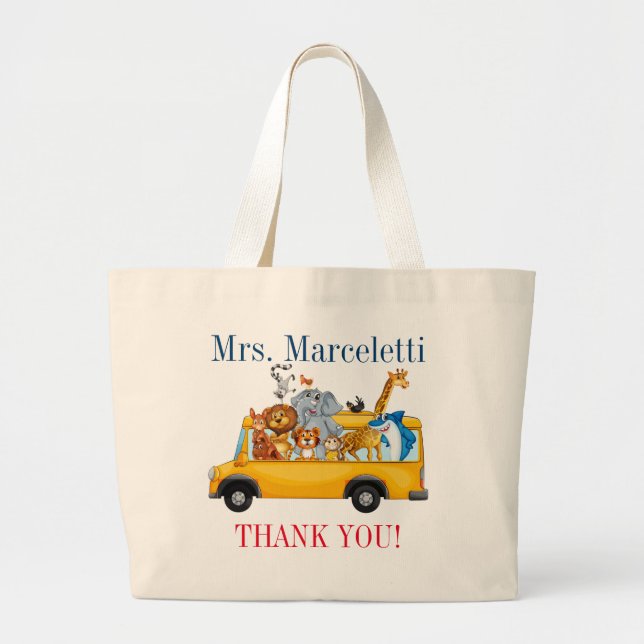 Cute Teacher, School Bus Driver, Daycare Tote Bag (Front)
