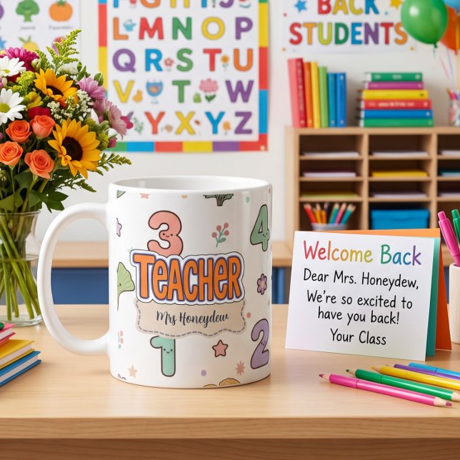 Cute Teacher School Numbers Pattern  Coffee Mug (Creator Uploaded)