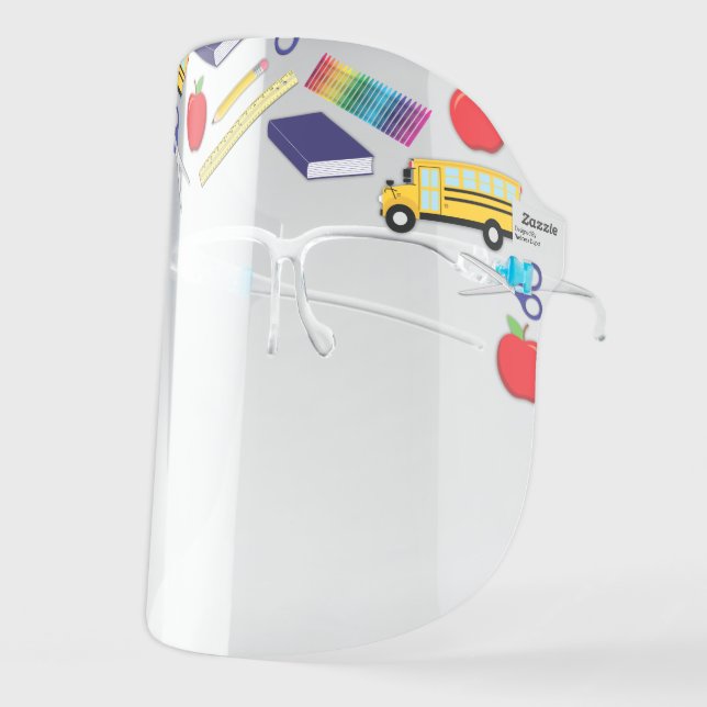 Cute Teacher School Supplies Face Shield (Front Left)