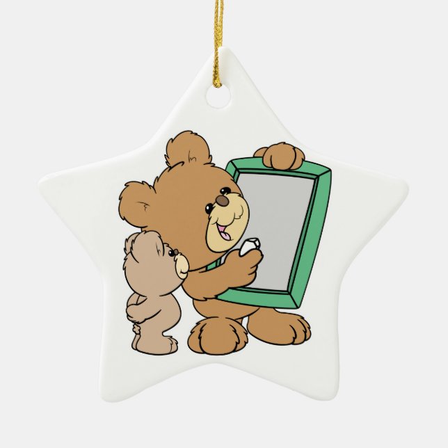 cute teacher teddy bear with chalkboard ceramic ornament (Front)