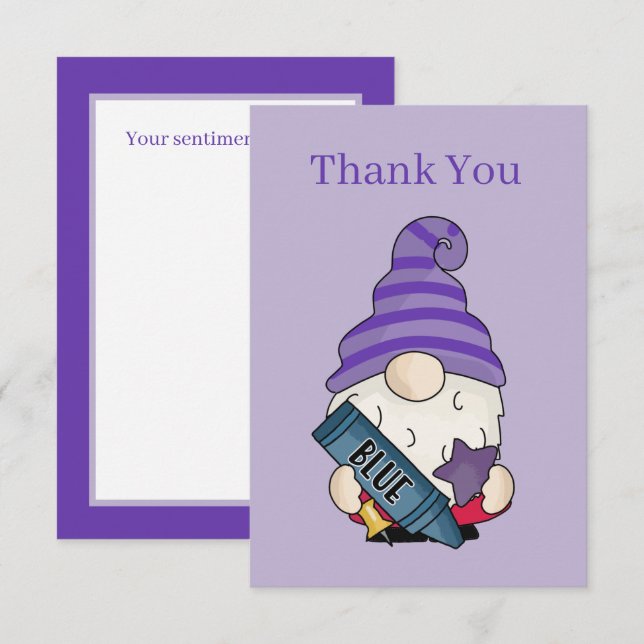 Cute Teacher thank you gnome add sentiment Card (Front/Back)