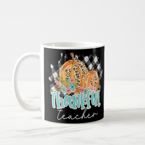 Cute Teacher Thankful Leopard Cheetah Pumpkins Fa Coffee Mug