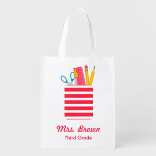 Cute Teacher Theme Grocery Bag