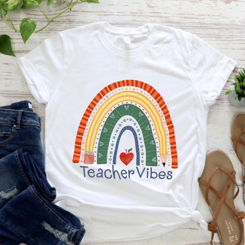 Cute Teacher Vibes Rainbow Inspirivity  T_Shirt