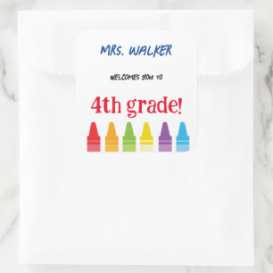 Cute Teacher Welcome Back to School Crayons  Square Sticker