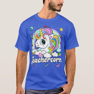 Cute Teachercorn With Unicorn Girl Kis Teacher T-Shirt