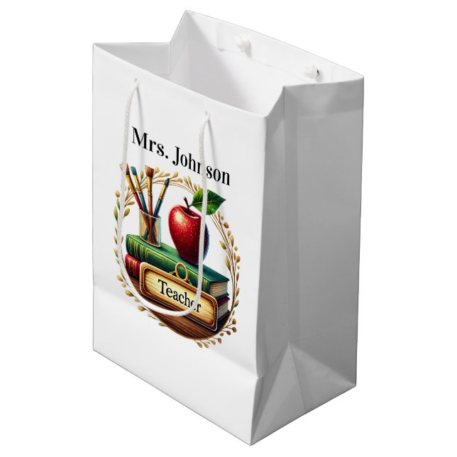 Cute Teacher's add name  Medium Gift Bag (Front Angled)