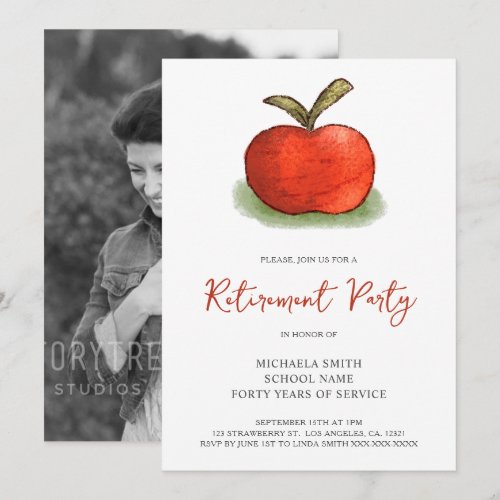 Cute Teacher's Apple Retirement Party Photo Invitation
