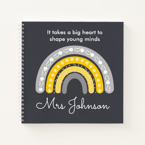 Cute Teachers Boho Rainbow on Gray Notebook