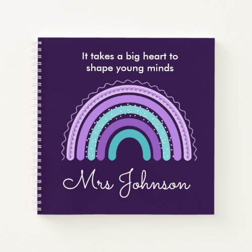 Cute Teachers Boho Rainbow on Purple Notebook