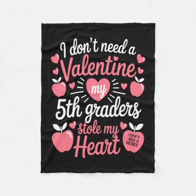 Cute Teachers Valentines Day Fleece Blanket (Front)