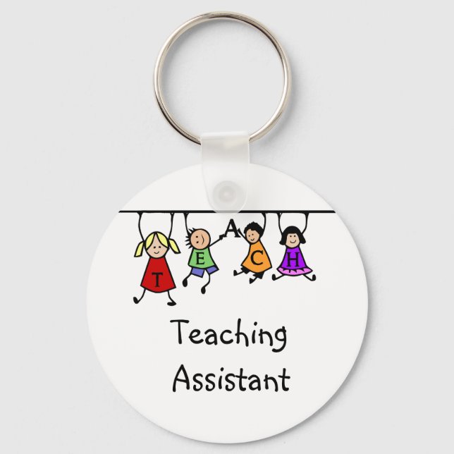 Cute Teaching Assistant with  Kids Cartoon Keychain (Front)