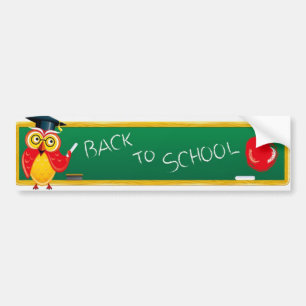 Cute Teaching Owl & Apple Back to School Bumper Sticker