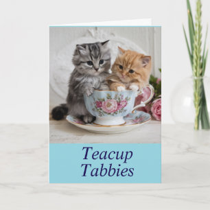 Cute Teacup Tabbies Folded Greeting Card