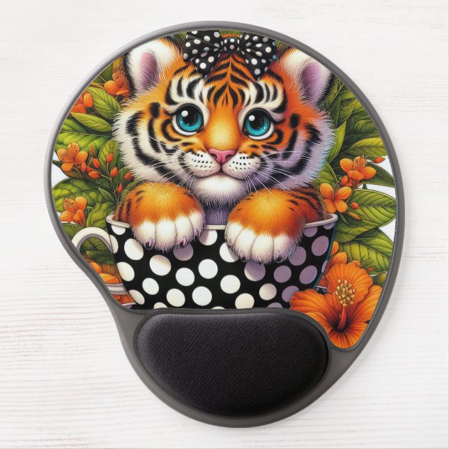 Cute teacup tiger lovers gel mouse pad (Front)