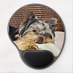 Cute Teacup Yorkie Yorkshire Terrier Digital Art Gel Mouse Pad