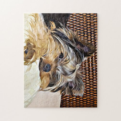 Cute Teacup Yorkie Yorkshire Terrier Digital Art  Jigsaw Puzzle