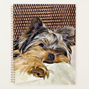Cute Teacup Yorkie Yorkshire Terrier Digital Art Planner