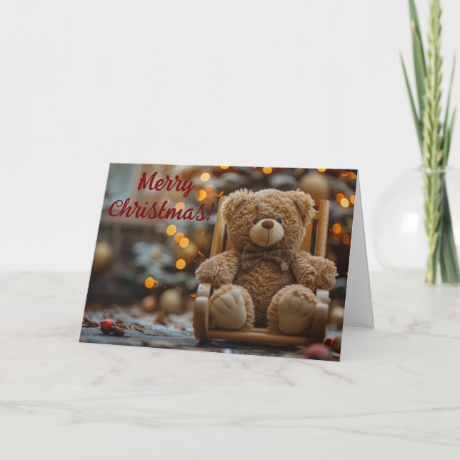 Cute Teaddy Bear Holiday Christmas Card  (Front)