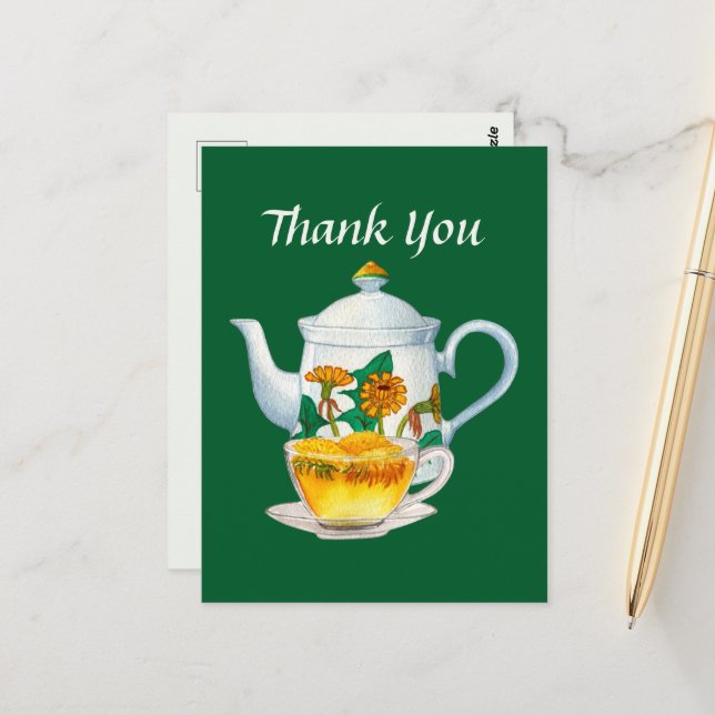 Cute teahouse thank you postcard (Front/Back In Situ)