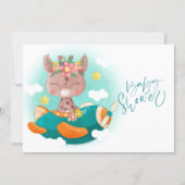 Cute Teal Airplane Giraffe Baby Shower   Invitation (Front)