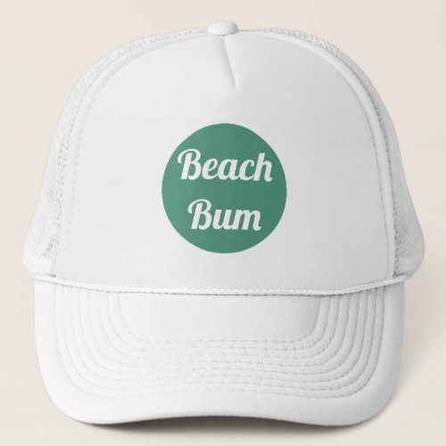 Cute Teal and White Beach Bum Typography Trucker Hat