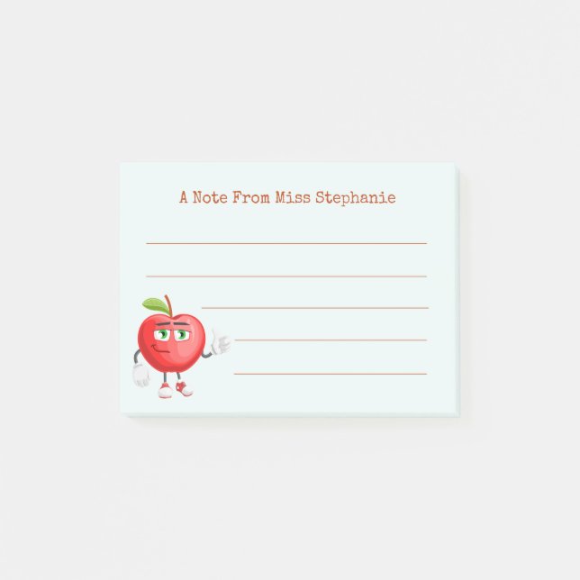 Cute Teal Apple Thumbs Up From Teacher Post-it Notes (Front)