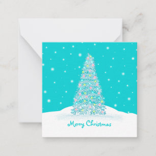 Cute Teal Aqua Mini Christmas Tree Note Card
