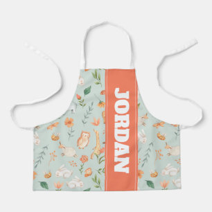 Cute Teal Baby Animal Pastel Pattern Apron