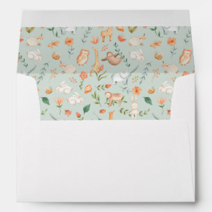 Cute Teal Baby Animal Pastel Pattern Envelope