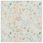 Cute Teal Baby Animal Pastel Pattern Fabric