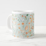 Cute Teal Baby Animal Pastel Pattern Giant Coffee Mug