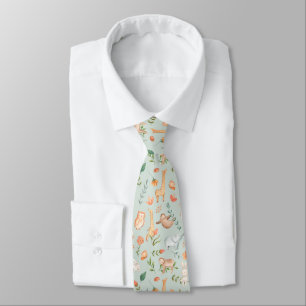 Cute Teal Baby Animal Pastel Pattern Neck Tie