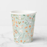 Cute Teal Baby Animal Pastel Pattern Paper Cups