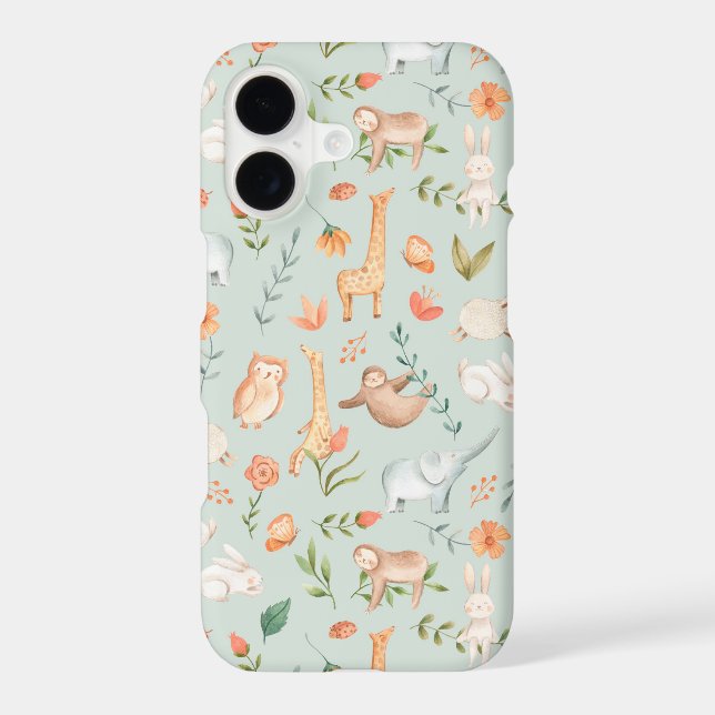 Cute Teal Baby Animal Pastel Pattern Samsung Galaxy Case (Back)