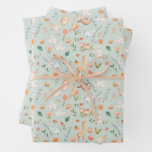 Cute Teal Baby Animal Pastel Pattern Wrapping Paper Sheets