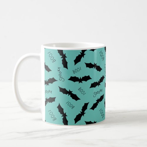 Cute Teal Bats Halloween Party Coffee Mug