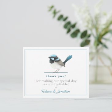 Cute Teal Bird - Simple Elegant Wedding Thank You