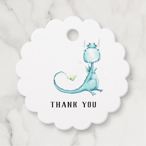  Cute Teal Blue Dragon Baby Shower Thank You Favor Tags