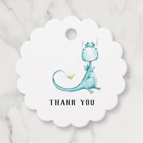 * Cute Teal Blue Dragon Baby Shower Thank You Favor Tags