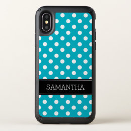 Cute Teal Blue Polka Dot Pattern Custom Speck iPhone X Case