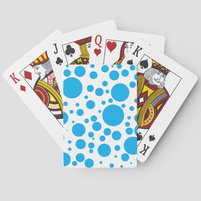 Cute Teal Blue Polka Dots Circles Pattern Poker Cards (Back)