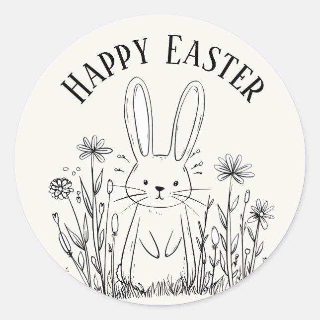 Cute teal bunny happy Easter stickers (Front)