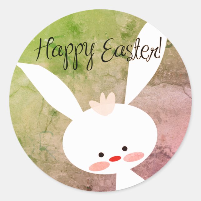 Cute teal bunny happy Easter stickers (Front)