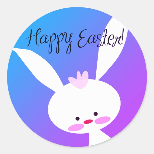 Cute teal bunny happy Easter stickers (Front)
