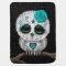 Cute Teal Day of the Dead Sugar Skull Owl Stars