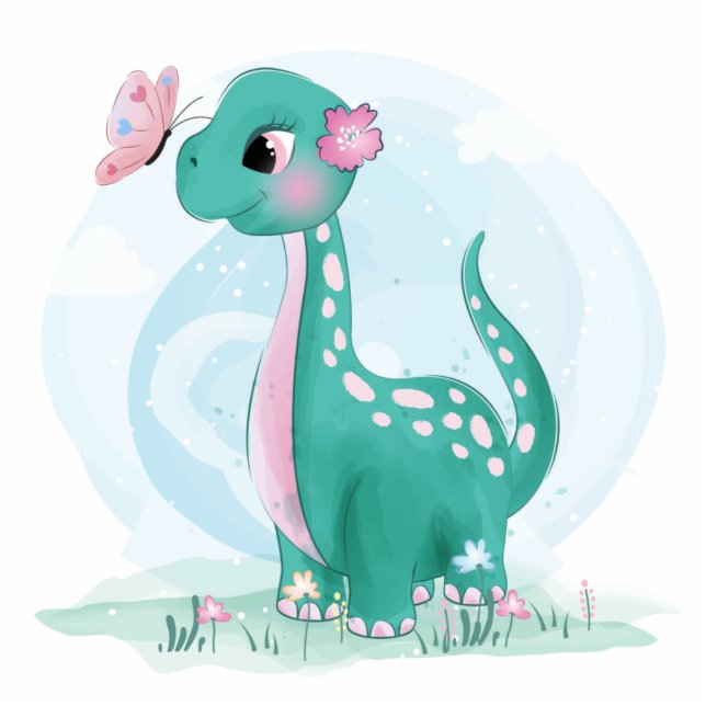 Cute Teal Dinosaur Baby Shower Cutout (Front)