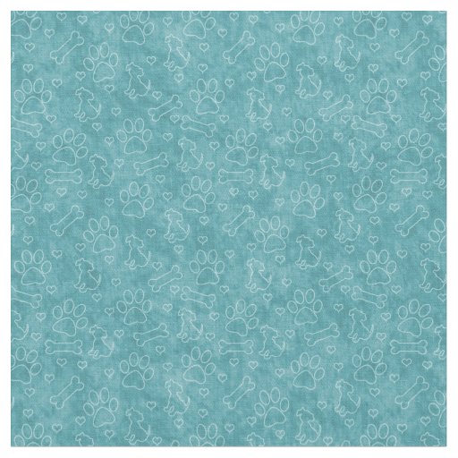 Cute Teal Dog Pattern Fabric