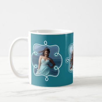 Cute Teal Doodle Frames For 3 Instagram Photos Coffee Mug by PartyHearty at Zazzle